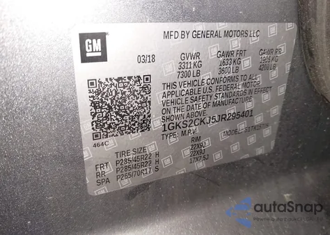 2018 GMC Yukon Denali from USA, damaged, VIN 1GKS2CKJ5JR295401